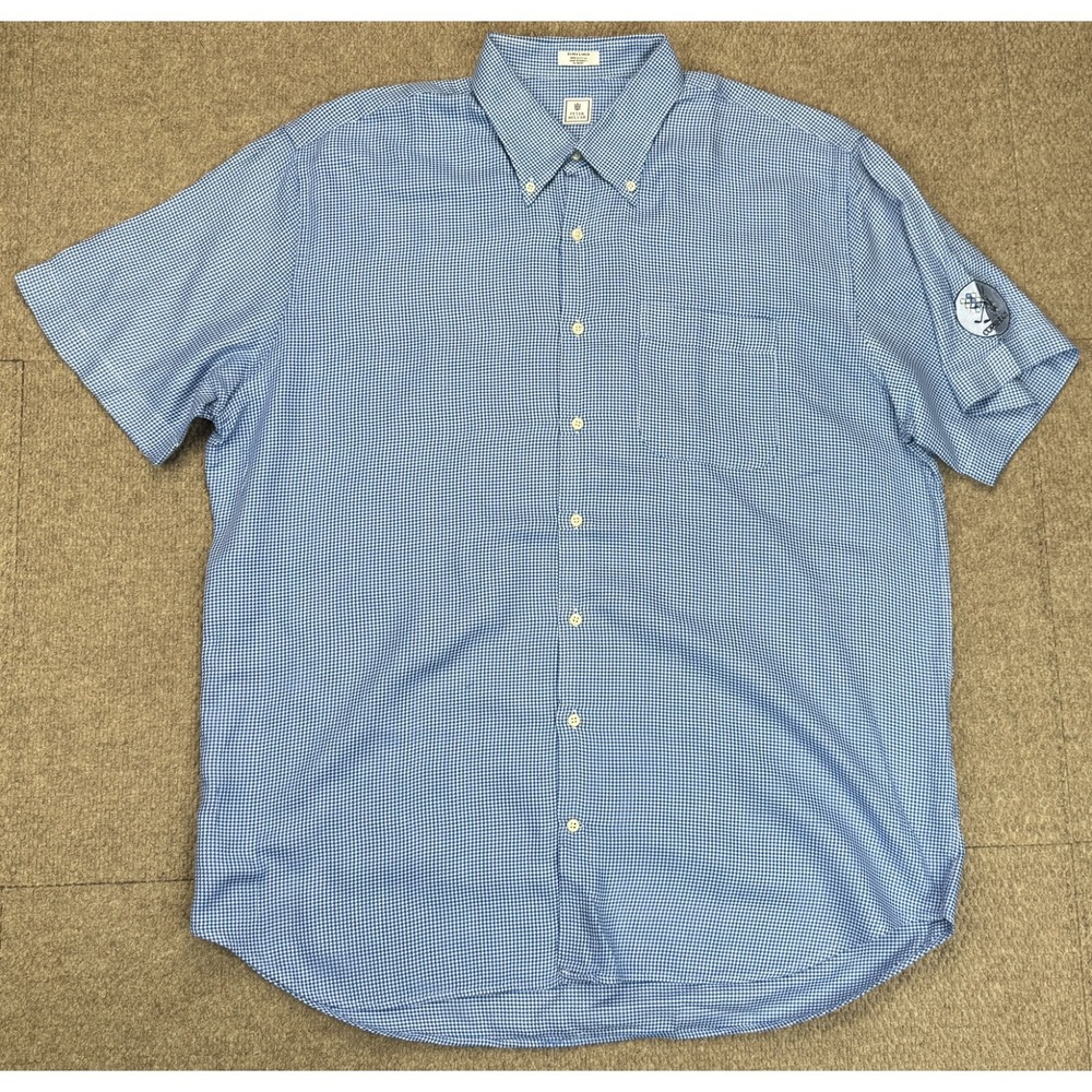 Peter Millar Copperheads Button Mens 100% Cotton Down Short Sleeve Shirt Size XL